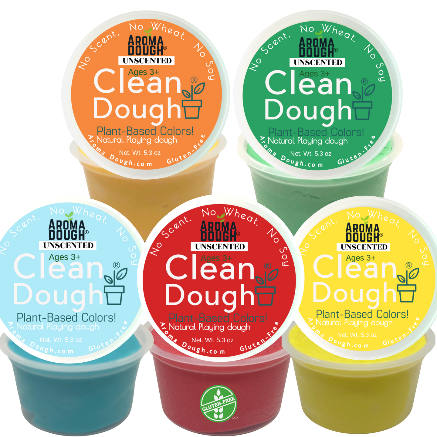 Clean Dough® UNSCENTED Natural Modeling Dough (PLANT BASED NATURAL COLORS)
